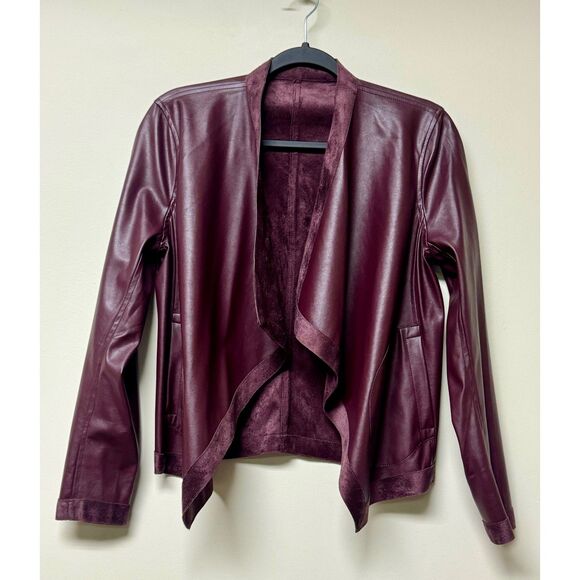 BB DAKOTA Teagan Reversible Faux Suede/Leather Waterfall Front Jacket, Sz S - Picture 2 of 11